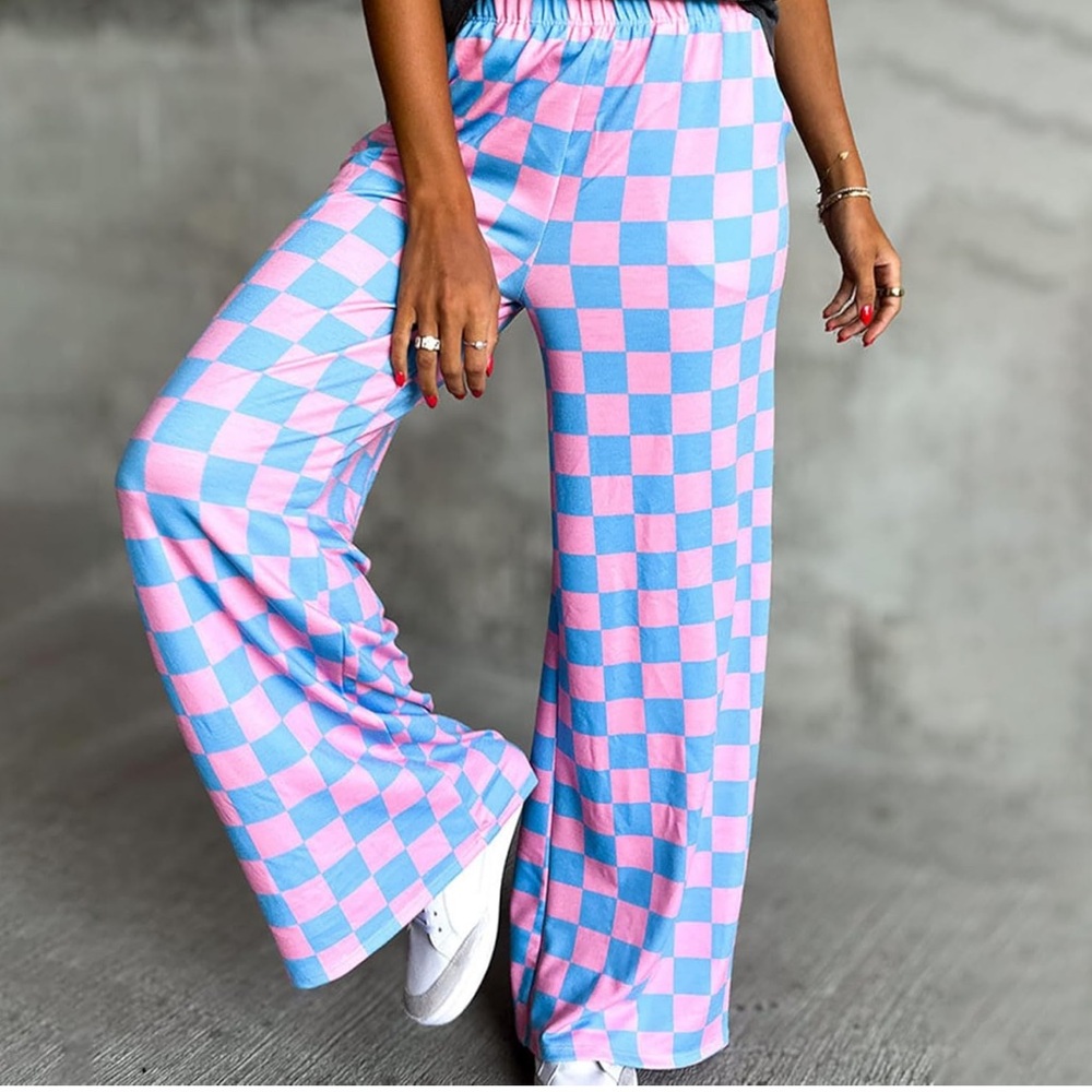 Large Plaid Pants High Rise trousers - Picture 6 of 13